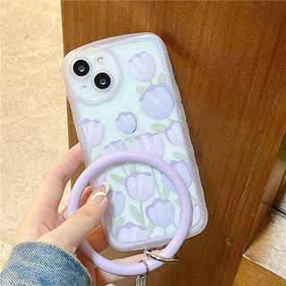 เคสมือถือ เคสไอโฟน เคสโทรศัพท์มือถือ ซิลิโคนนิ่ม TPU ใส หนา กันกระแทก ลายดอกไม้ พร้อมสายคล้องข้อมือ แฟชั่นเรียบง่าย สําหรับ Iphone 13 12 11 XR Pro Max 8