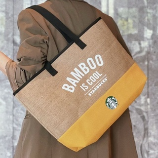 ใหม่Starbucks 2022 Limited Collection 50th Anniversary Retro Linen Letter Store ผ้าใบความจุขนาดใหญ่กระเป๋าสะพายไหล่กระเป๋าถือกระเป๋าสะพาย Shopping Bag, กระเป๋าสะพายแฟชั่นสตรี, กระเป๋าถือ