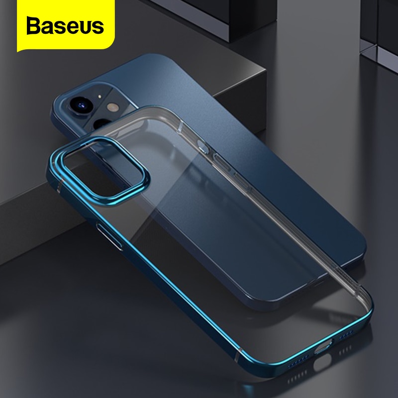 Baseus Clear Phone Case For iPhone 12 Pro Max 12Max Transparent Plating Case Coque Thin Soft TPU Back Cover For iPhone 12Pro Max