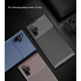 Samsung Galaxy Note 10 Plus นุ่ม คาร์บอนไฟเบอร์ กันกระแทก บาง เคสป้องกันด้านหลัง เคสโทรศัพท์