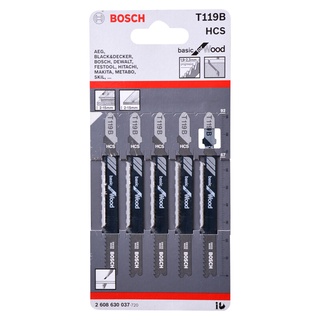 ถูกที่สุด✅ BOSCH ใบเลื่อยจิ๊กซอร์ T 119B รุ่น 2608630037 (5 ชิ้น/ชุด) สีดำ 🚚พิเศษ!!✅