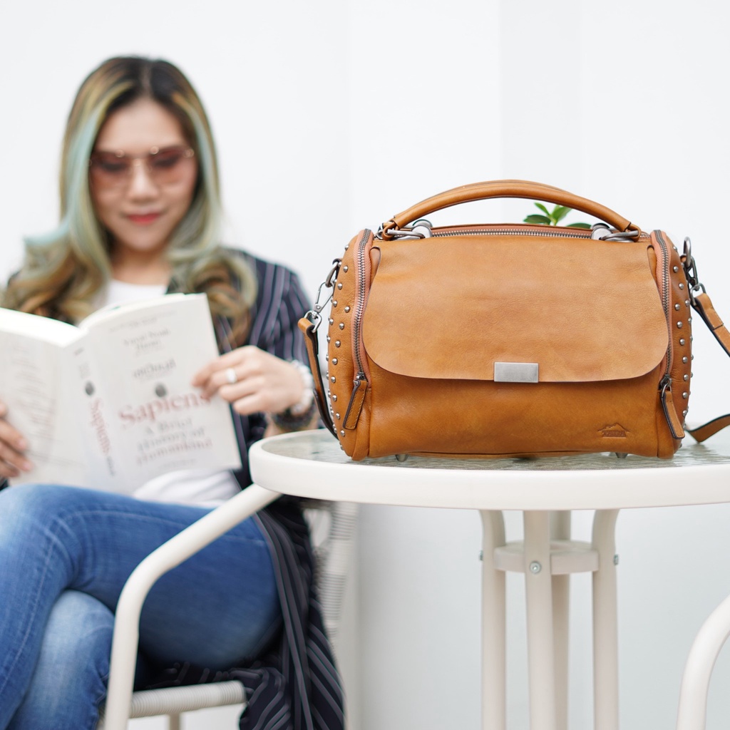 ✨กระเป๋าสะพายผู้หญิงหนังแท้ รุ่น Katherine ( b-lbr-1171-1) Lady satchel bag รุ่นขายดีตลอดกาล(มีหมุด)