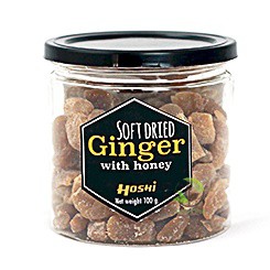 Hoshi ขิงแช่อิ่ม อบแห้ง แบบนุ่ม  ผสมน้ำผึ้ง 100g. อร่อย  มีประโยชน์ #8859169850108---