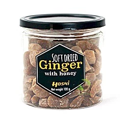 Hoshi ขิงแช่อิ่ม อบแห้ง แบบนุ่ม ผสมน้ำผึ้ง 100g. อร่อย มีประโยชน์ #8859169850108---