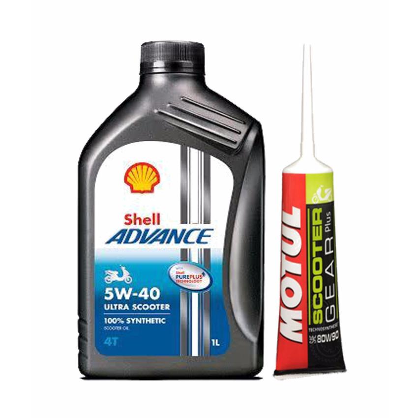[HCM ] Shell Ultra Scooter 4T 5W40 1L Premium Lubricant Combo และ Motul Scooter Gear Plus Gear