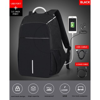 YHL รุ่น SK07 กระเป๋าเป้ กระเป๋ากันขโมย กระเป๋าสะพายไหล่ เป้สะพายหลัง Anti Thief Backpack พร้อมพอร์ตเสียบหูฟัง+USB Port