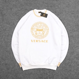 เสื้อกันหนาว ปักลายตัวอักษร CREWNECK KITH VERSACE พร้อมป้ายแท็ก