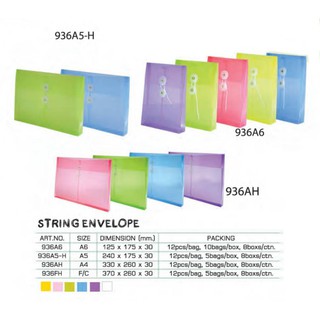 Flamingo No.936F Smart String Envelope ซองพลาสติกผูกเชือก