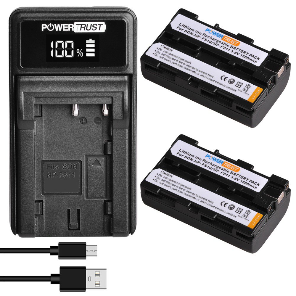 NP-FS11 NP-FS10 Battery and LED USB Charger for Sony NP-F10 NP-FS12 ...
