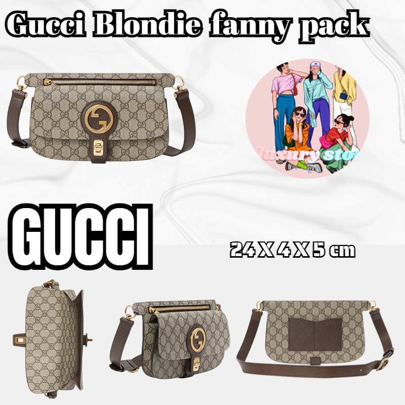 GUCCI/GUCCI Blondie Series กระเป๋าคาดเอว/สไตล์ล่าสุด/กระเป๋าสุภาพสตรี/ใหม่แท้/การจัดซื้อยุโรป