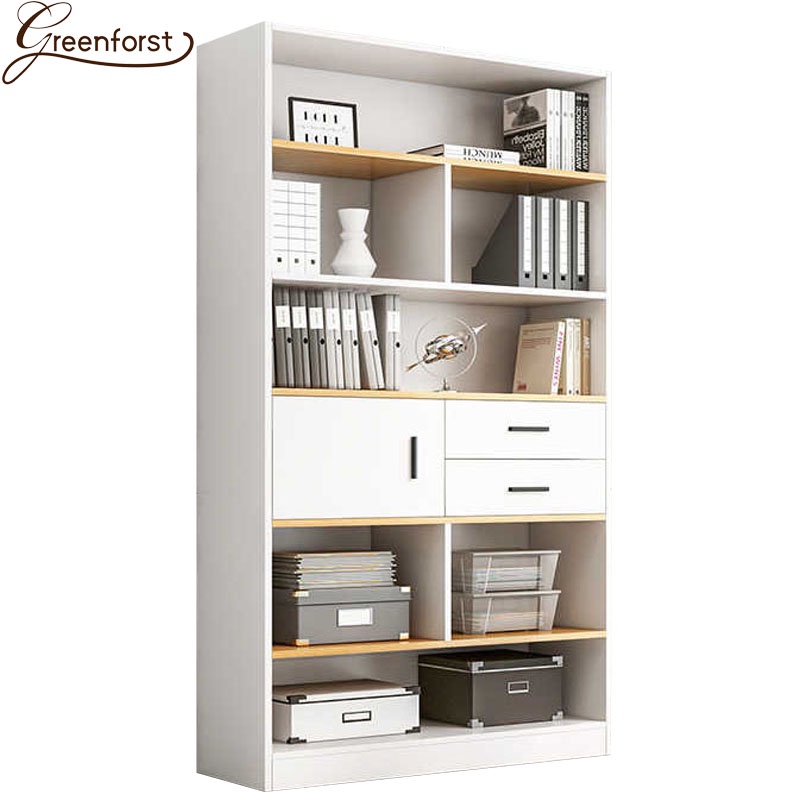 Greenforst ตู้หนังสือ ตู้โชว์  ตู้เก็บหนังสือพร้อมช่องเก็บของแบบบานเปิด รุ่น B-2280