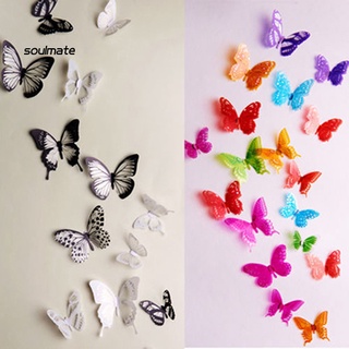 Sou สติกเกอร์ติดผนังตู้เย็น รูปผีเสื้อ 3D DIY 18 ชิ้น