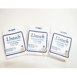 ผ้าก๊อซฆ่าเชื้อขนาด 3x3 นิ้ว 10 ชิ้น/ซอง  lintech Sterile Gauze Pad ยกแพค 20 ซอง ผ้า พันแผล ก๊อซ ก็อซ