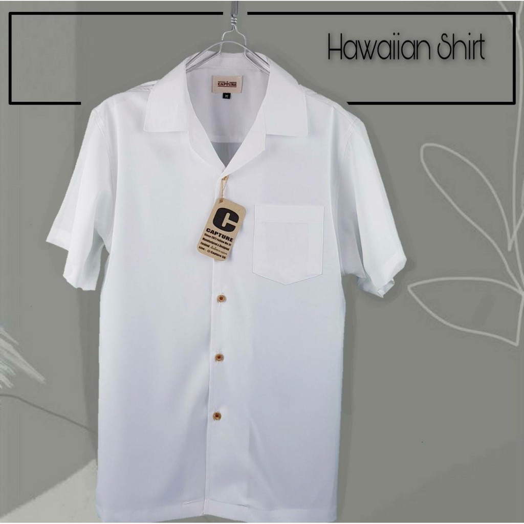 Hawaii Shirt เสื้อฮาวาย แนวเกาหลี สีขาว มีถึง อก 48 นิ้ว