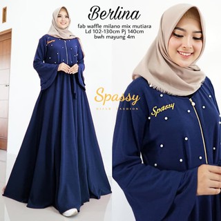 Berlina DRESS ชุดเดรสยาว ผ้ามอสเครป ประดับไข่มุก สไตล์มุสลิม เรียบง่าย สําหรับผู้หญิง