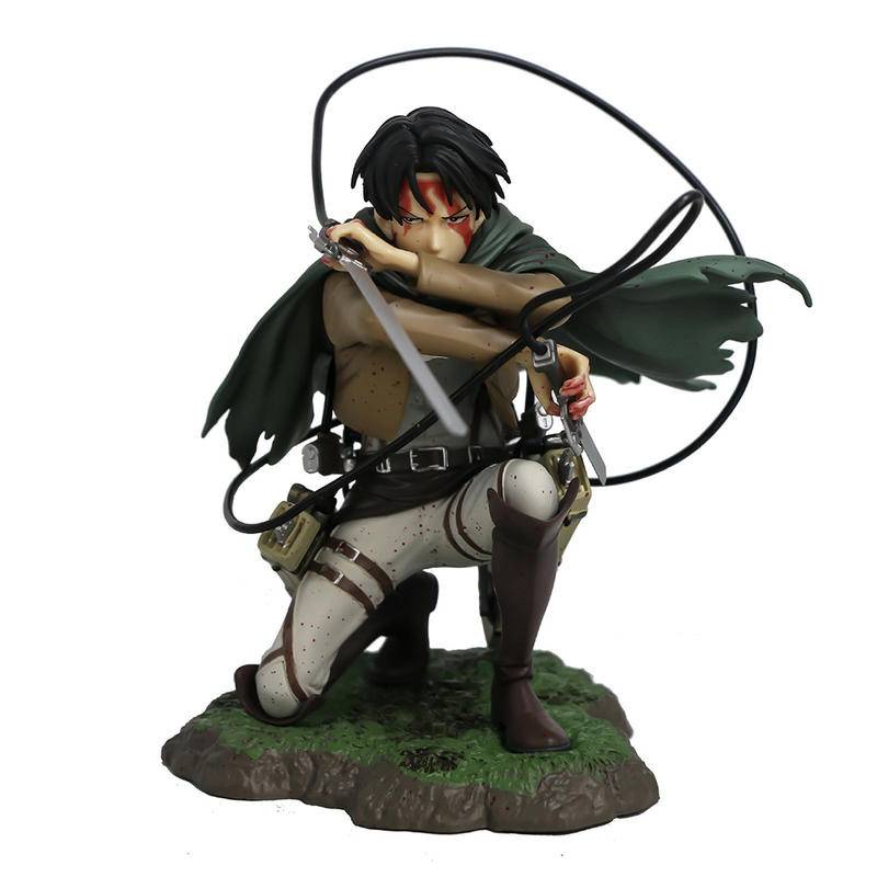 Attack on Titan Soldier Levi 's Figure Battle Damage Kneeling Bloody Battle Figure Animation Model