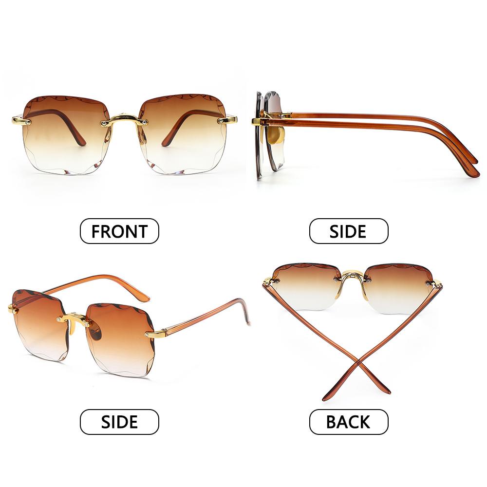 Smile Tinted Shades Uv400 Frameless Square Rimless Sunglasses For Women 