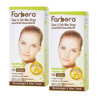 🐝🐝Farbera Clear &amp; Soft Wax Strips (For facial) 12 แผ่น🐝🐝