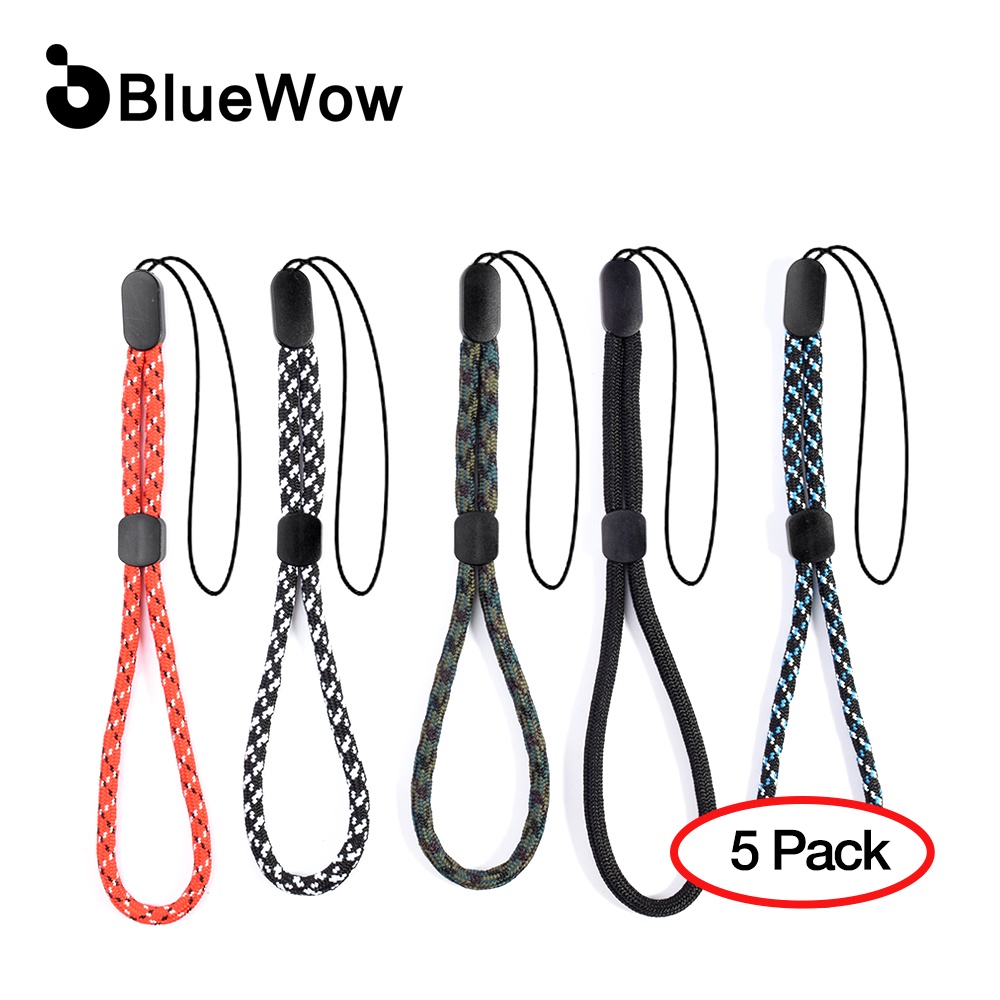 Bluewow สายคล้องข้อมือไนล่อน แบบหนา ปรับได้ ป้องกันการสูญหาย สําหรับโทรศัพท์มือถือ 5 ชิ้น