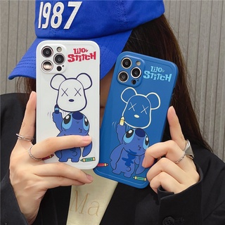 เคสซิลิโคน iPhone 14 Pro Max iPhone 13 Pro Max iPhone 12 Pro Max iPhone 11 Pro Max Cute Cartoon สติทช์ Stitch KAWS Bear Silicone Case