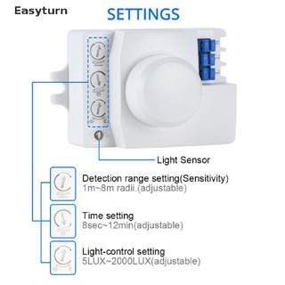 Easyturn Microwave Sensor Switch 5.8ghz HF 220V LED 360 Degree Radar Motion Body Sensor TH