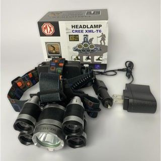 ไฟฉายคาดหัว Headlight Cree XML-T6 ไฟ LED 5 ดวง