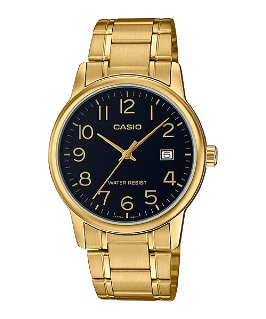 นาฬิกา CASIO ของแท้ นาฬิกาผู้ชาย รุ่น MTP-V002G เรือนทอง สายทอง บอกวันที่