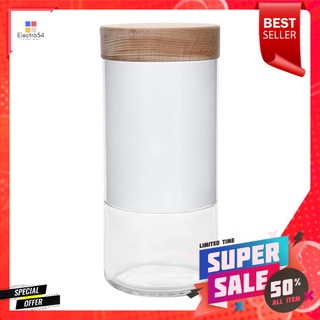 ขวดโหลแก้วฝาเกลียว KECH BEECH L 1.2 ลิตร สีขาวGLASS CANISTER WITH SCREW LID KECH BEECH L 1.2L WHITE