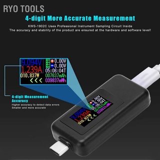 Ryo Tools USB C Power Tester Voltage Current 2 in 1 Meter Voltmeter Ammeter Color Screen DC4‑30V