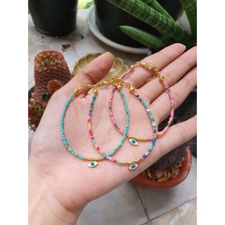 ข้อมือคริสตัลเล็ก Evileye 3 สี (ตะขอ)