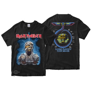 เสื้อผ้าผชเสื้อยืด พิมพ์ลาย iron maiden 5 WORLD SLAVERY tour 1984 โอเวอร์ไซซ์ สําหรับผู้หญิงS-5XL