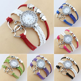 นาฬิกาข้อมือแบบสายกำไล Faux Leather Knited