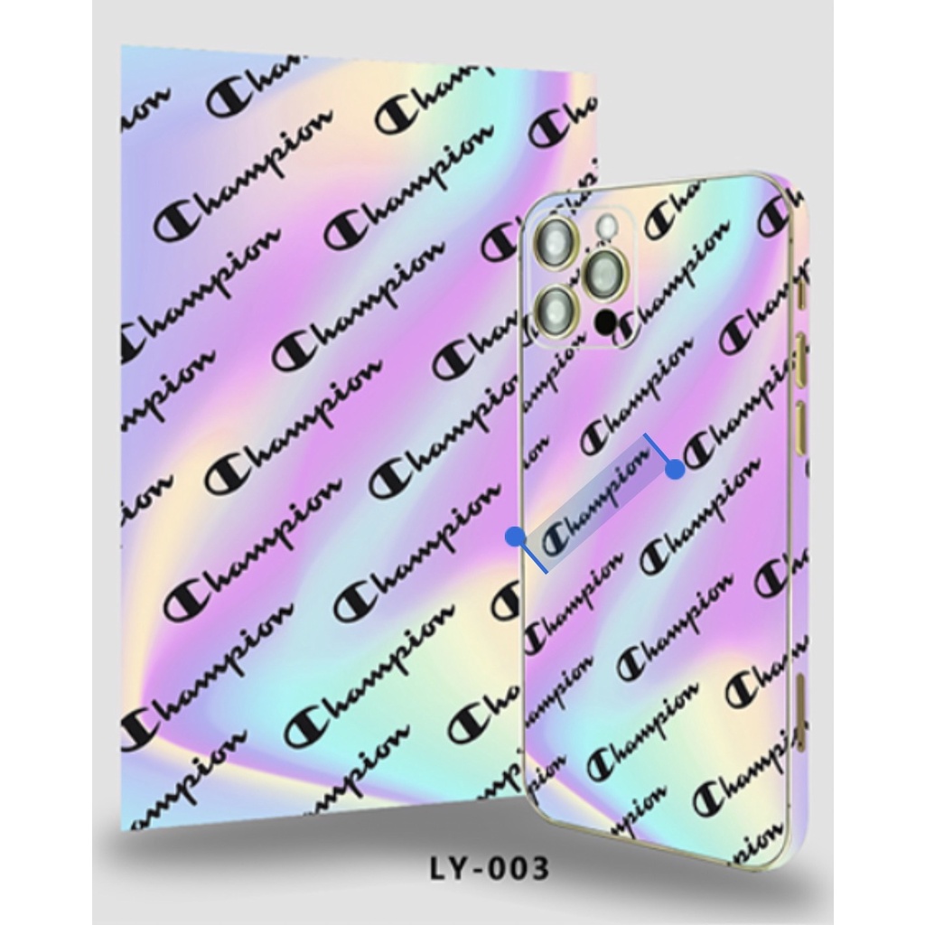 สติ๊กเกอร์หลัง ลายดำสายรุ้ง LY 2 ชั้น 12x18 ซม Skin case สำหรับร้านค้าที่มีเครื่องตัดฟิล์ม