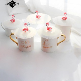 ✵ Flamingo Anti-Dust Reusable แก้วกาแฟซิลิโคนแก้วฝาปิดฝาครอบฝาปิด