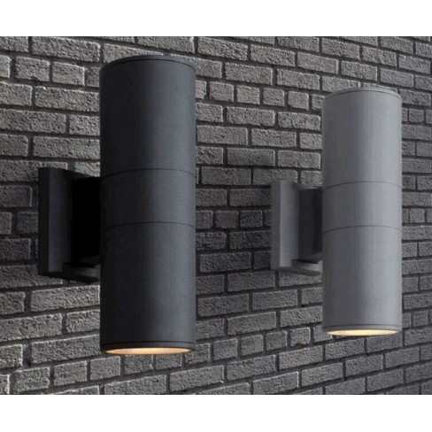 โคมไฟผนัง ทรงกระบอก ส่องขึ้น-ลง E27x2 ทรงกลมโคมทำด้วย Die-Casting Aluminium ทรงเหลี่ยมตัวโคม PE ทนการกัดกร่อน