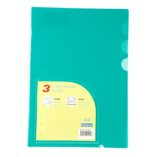 แฟ้มซอง 3 ช่อง A4 สีเขียว ไบน์เดอร์แม็กซ์ 01049/File folder, 3 slots, A4 green, Binder Max 01049