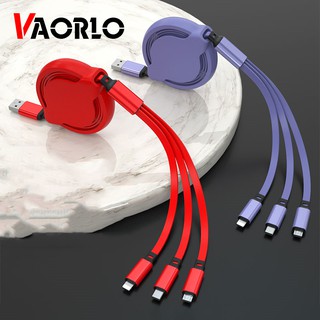 Vaorlo 3 in 1 สายชาร์จ USB ยืดหดได้ ชาร์จเร็ว สําหรับสมาร์ทโฟนทุกรุ่น