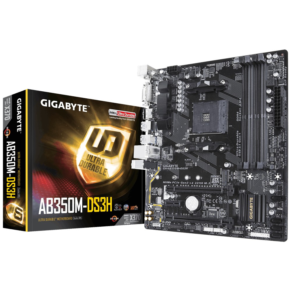 GIGABYTE AB350M DS3H MOTHERBOARD (GA-AB350M-DS3H / ซ็อกเก็ต AM4)
