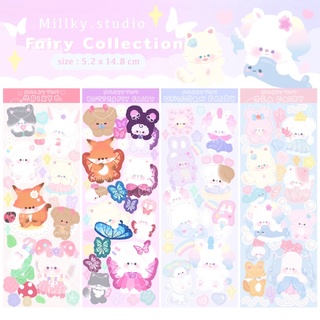 sticker PP fairy collection  สติกเกอร์เคลือบโฮโลแกรม สติกเกอร์แต่งเฟรมการ์ด สติกเกอร์ตกแต่ง (millky.studio)