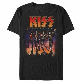 เสื้อยืดผ้าฝ้ายพิมพ์ลายคลาสสิก ใหม่ เสื้อยืดแขนสั้น พิมพ์ลายโลโก้ KISS Band Destroyer แฟชั่นสําหรับผู้ชาย