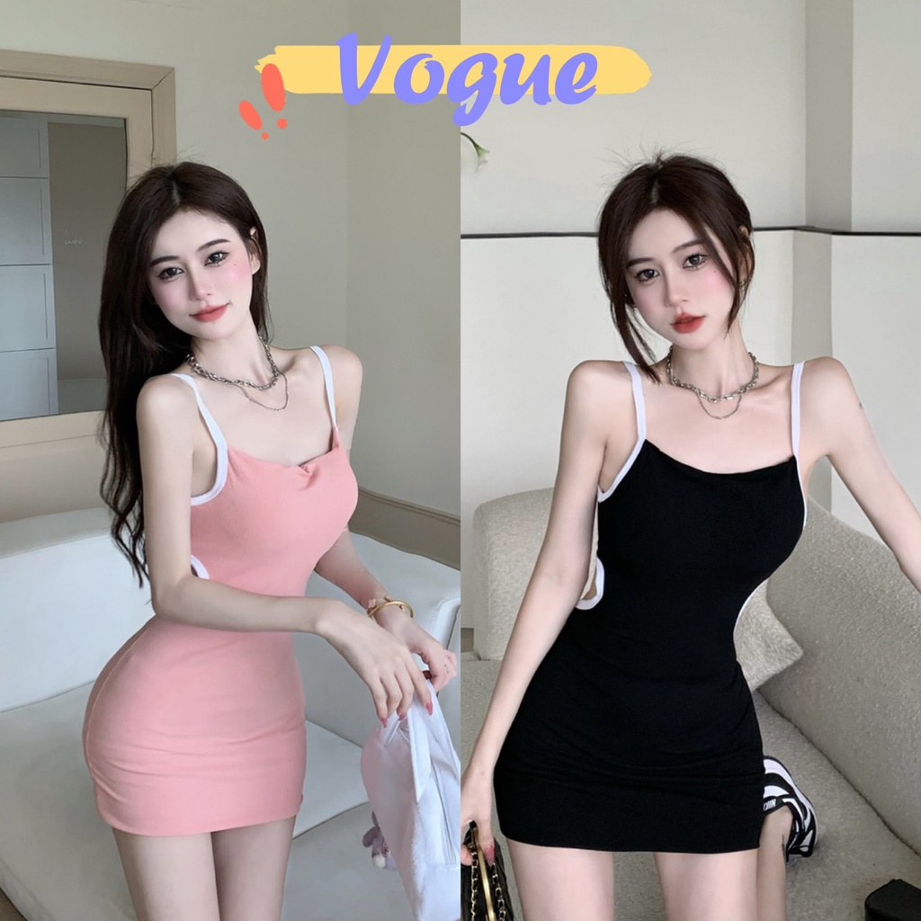 Vogue🌟พร้อมส่ง🌟 มินิเดรสไหมพรม เว้าเอวสุดเซ็กซี่ ผ้านิ่มใส่สบาย2สีน่ารักมาก (DX-8773-H)