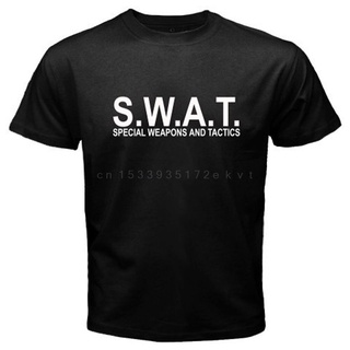 ใหม่ เสื้อยืดแขนสั้นลําลอง พิมพ์ลายโลโก้อาวุธยุทธวิธี SWAT สีดํา สําหรับผู้ชาย ไซซ์ s-5xlS-5XL