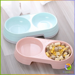 Smileshop ชามข้าวแมว ชามข้าวหมา  แบบ 2 หลุม 2 Size ชามใส่น้ำ และอาหาร Pet bowl