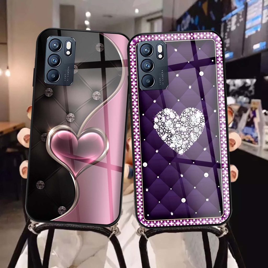 W521 SOFTCASE GLASS SHINY + STRAP OPPO A5 2025 A5i A5X RENO 14 14F RENO 13 13F RENO 12 12F RENO 11 1