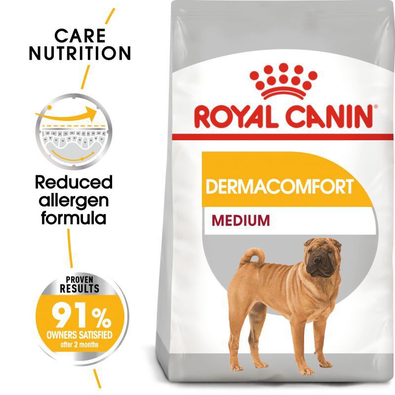Royal canin อาหารสุนัขโต พันธุ์กลาง ผิวแพ้ง่ายชนิดเม็ด (MEDIUM DERMACOMFORT)12kg#RoyalCaninกลุ่มอาหารสุขนัขเกรดพรีเมี่ยม