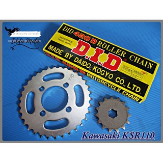 KAWASAKI KSR110 (15T) FRONT ​&amp; (34T) REAR SPROCKET &amp; "DID" DRIVE CHAIN 420D-114RB  // สเตอร์หน้า-หลัง พร้อมโซ่