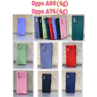 Oppo A95(4g) ✨พร้​อมส่งใน🇹🇭✨เคสTPUนิ่มสีพื้นปุ่มสีกันกล้องกันกระแทก For Oppo A95(4g)/A74(4g)