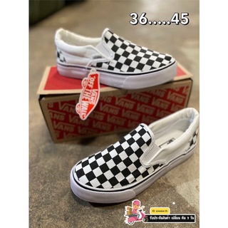 รองเท้าผ้าใบ 🚩SALE 70%🚩 รองเท้า SLIP ON CHECKERBOARD sz.36-45  เบา ใส่สบาย รองเท้าแบบสวม รองเท้า  สวยแท้100%