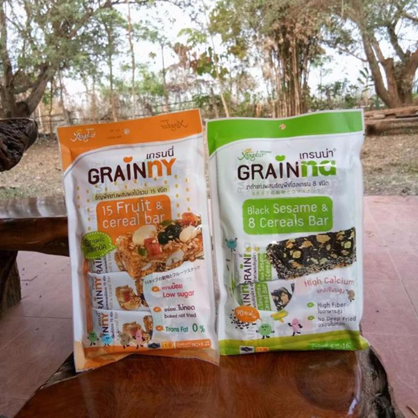 Xongdure "Grainny" 15 whole Grains & Fruits Plus 16 g. x 5 bars and Xongdure "Grainna" Sesame 7 whol
