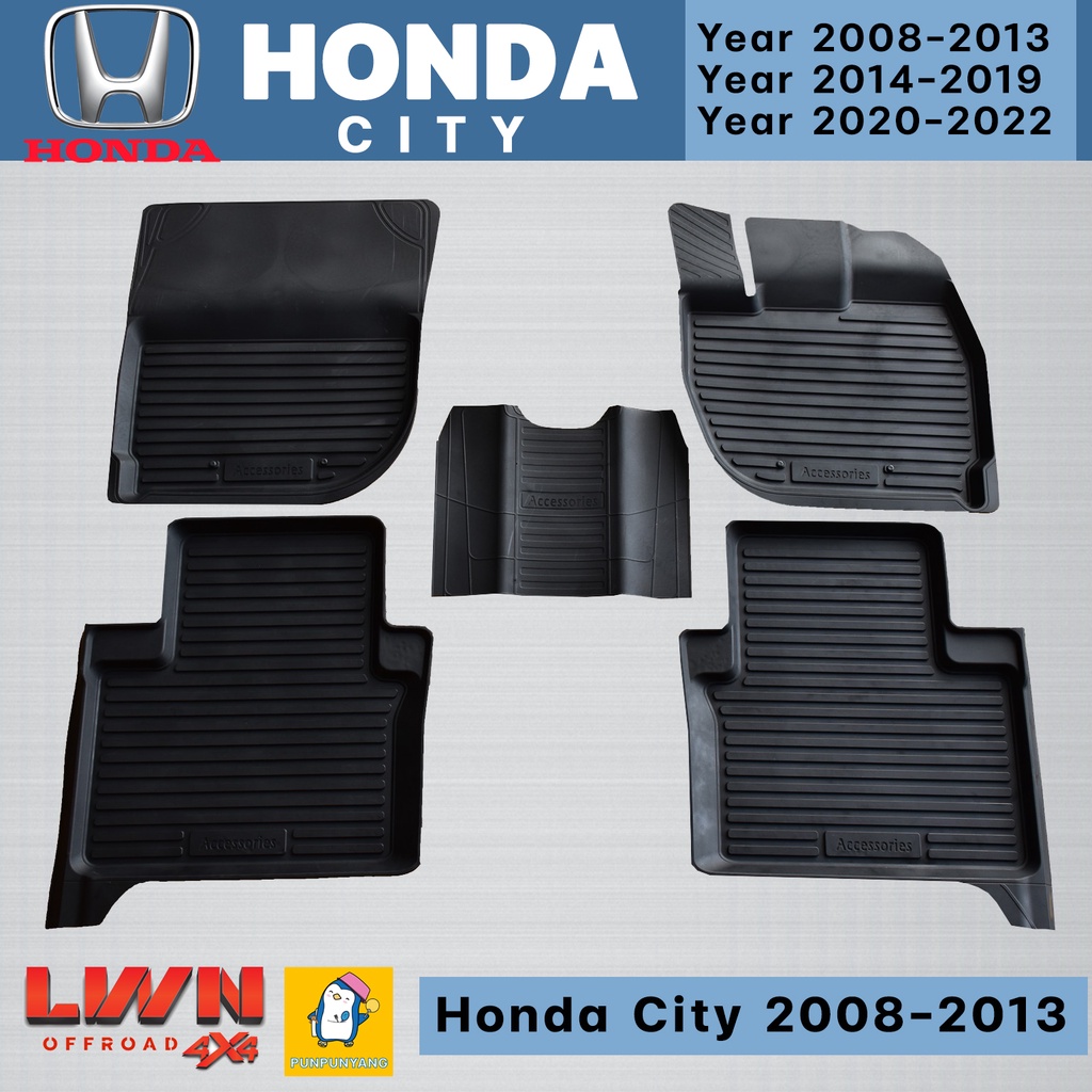 ผ้ายางปูพื้นรถเข้ารูปเกรด Premium รุ่น HONDA CITY 2008-2013 เข้าชุด ขอบยกสูงกันน้ำหก มีรับประกันทุกชิ้น ทำความสะอาดง่าย